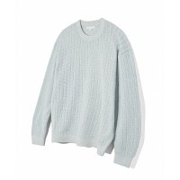 키뮤어 코튼 메쉬드 크루넥 니트 페일 스카이 Cotton Meshed Crew Neck Knit Pale Sky