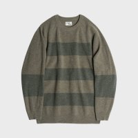 [러프사이드] Stripe Knit Olive/Khaki