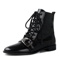 [레이첼 콕스] Walker boots Wacle Rb1827 2cm - 001  라운드토,로우힐,버클/벨트