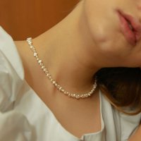 [카인더베이비] middle pearls necklace