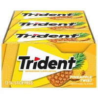 Trident 트라이던트 파인애플 트위스트 무설탕껌 14개입 12팩