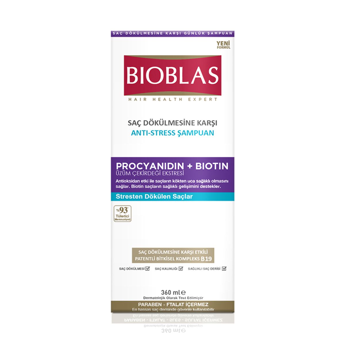 [무료배송]  [탈모완화] Bioblas Procyanidin Biotin Shampoo <b>바이오</b>블라스 비오틴 안티<b>스트레스</b> 샴푸 360ml