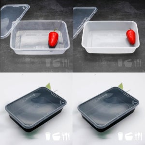 일회용 사출사각밀폐용기 500세트 투명 화이트 블랙(B500ml) 포장용기 사각장난감케이스