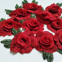 붉은 꽃 옷 패치 장식 재료 스웨터 DIY 액세서리  3 피스