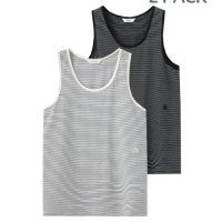 [문선] 2PACK UNISEX Marine Stripe Sleeveless Top [Ivory+Black] MS23SSUTS08IB-A1