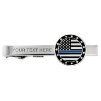 pinmart 얇은 파란색 라인 미국 국기 경찰 각인 가능한 맞춤 넥타이 클립 핀