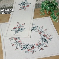 외국 십자수패키지 Permin 테이블보 Flowers on linen- 27-4862