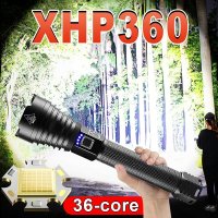 USB 충전식 LED 손전등 26650 토치 강력한 전술 플래시 라이트 줌 사냥 랜턴 방수 핸드 램프 XHP360