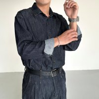 Jay Denim Shirts 남자 봄 가을 생지 청 데님 셔츠 세트 셋업