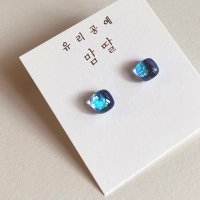 유리공예💙새벽달 귀걸이, 유리공예 맘딸