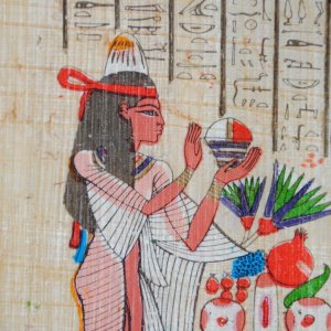 파피루스-빈티지 카드-이집트 의식- ISIS와 함께 죽은 자의 땅에서 파라오에게 바치는 제물- REF180에 인쇄됨