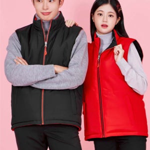 [85-양면겸용-패딩조끼-블랙+레드]단체패딩조끼/단체패딩/행사복패딩