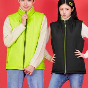 [84-양면겸용-패딩조끼-블랙+그린]단체패딩조끼/단체패딩/행사복패딩