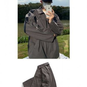 지퍼 디테일 간절기 집업 카라 자켓 outer [스트릿 편집샵 람스]
