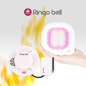 링고벨 무선 음성경보형 화재감지기 1대 LED수신기 1대 세트 주택용 광전식 화재경보기 GSR-301L UDP GX-8200
