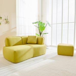 동서가구 벤우즈 발수 패브릭 2인용 소파 스툴포함