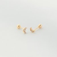 [룬느][LUNNE] 14k 손톱달 미니 큐빅 피어싱 귀걸이 (14k골드) S15