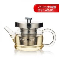 GRANDNESS Kamjove 내열성 투명 유리 주전자 스테인레스 스틸 주입기 Kamjove Teapot Tea Pot AM-01