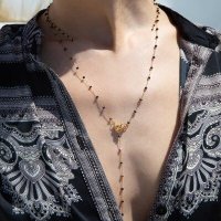 black crystal Y necklace