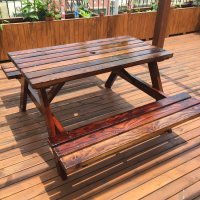 야외 편의점 나무 테이블 의자 세트 테라스 옥상 탄화 탄화목 테이블 길이 1 3m 두꺼움