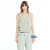 세릭 LAYERED DAMAGE SLEEVELESS KHAKI