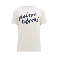 Maison Kitsune 메종 키츠네 메종키츠네 핸드라이팅 레터링 라떼 반팔티셔츠 남녀공용