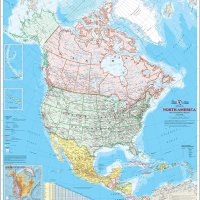북미 벽 지도 - 캐나다의 아틀라스 - 34 X 39 적층