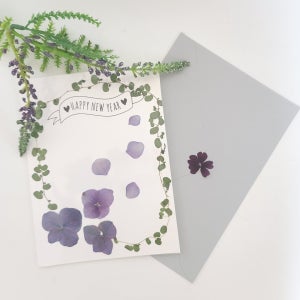 [새해/신년]해피뉴이어 빈티지 수국🌿 압화카드, 꽃그림공작소