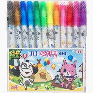 티티 애니멀캠프 수성 싸인펜 12색 세트