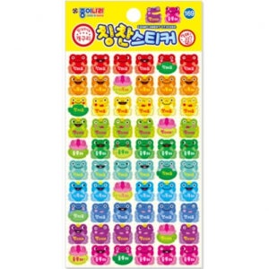 1500 종이나라 칭찬스티커 95x150mm 1팩 (7매입) - 169 개구리