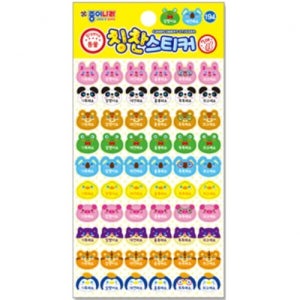 1500 종이나라 칭찬스티커 95x150mm 1팩 (7매입) - 194 동물