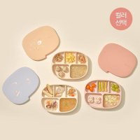 모윰 실리콘 초강력 5구 흡착식판+간식접시(뚜껑겸용)-컬러 선택