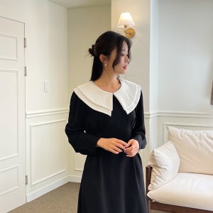 빅카라 허리끈 핀턱 원피스[원피스,봄원피스,간절기,하객룩,30대여성복,40대여성복]