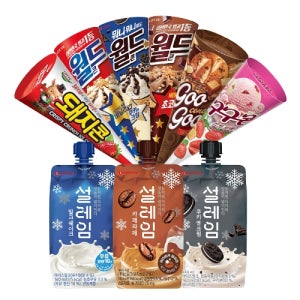 [롯데웰푸드]콘,파우치 아이스크림 12개 골라담기 월드콘,설레임,구구콘,돼지콘 9종