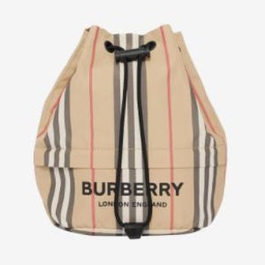 버버리 드로스트링 버킷 파우치 베이지 8026737 아이콘 스트라이프 에코닐 드로우코드 아카이브 45089796