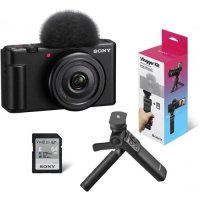 Sony ZV-1F Vlogging Camera  Black with ACCVC1 Vlogger Accessory Kit