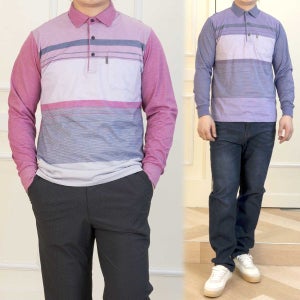 간절기 중년 남성 나르샤 면 포켓 카라넥 긴팔 티셔츠 326