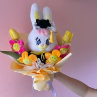 [오소화] 학사모 리코 인형 스마일꽃 튤립 졸업식 꽃다발
