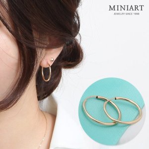 [미니아트]14K 골드필드 파이프 링 데일리 후프 귀걸이 20mm