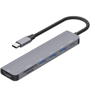 홈플래닛 7포트 USB3.0 멀티허브 DEX미러링 HUB7C-L  그레이  1개 HUB7C