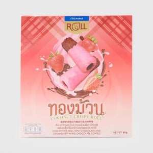 KING POWER ROLL Chocolate Coconut Crispy Roll with Strawberry White Chocolate 80g