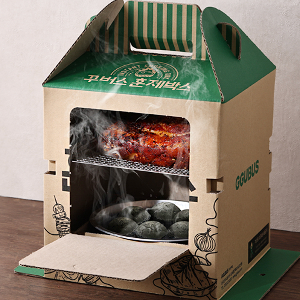 꾸버스 훈제박스 바베큐그릴 일회용 스모커 훈제 훈연 캠핑 숯불그릴