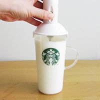 일본 스타벅스 홈카페라떼 카푸치노 우유거품기 밀크포머 유리컵 STARBUCKS