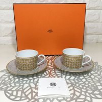 HERMES 에르메스 모자이크24 찻잔 접시 2P 페어 세트 595807