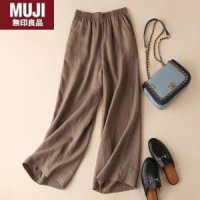 MUJI 생활 무인양품 순면 린넨 여성 바지 -코튼 커피 7점