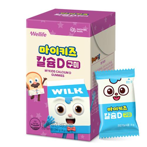 대상웰라이프 마이키즈 <b>칼슘</b>D <b>구미</b> 포도맛 4g x 60<b>구미</b>