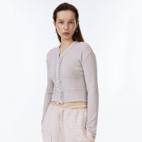 [소프트서울] ALPACA FRILL KNIT CARDIGAN [GREY/CREAM]