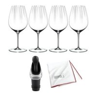 Riedel 퍼포먼스 카베르네 메를로 와인 잔 번들 폴리싱 천 스토퍼 푸어러 4 품목 5556087361