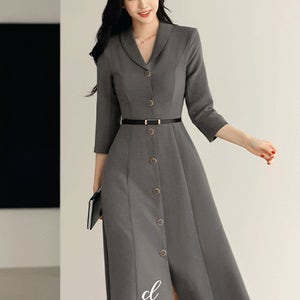 [6천장판매/하객룩]라리바즈 숄카라 벨티드 세미 플레어 원피스(롱,미니)