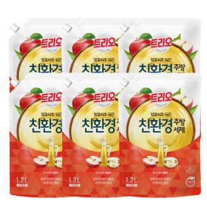 애경 트리오 담은 발효식초 애플 주방세제 1.2L리필 6개